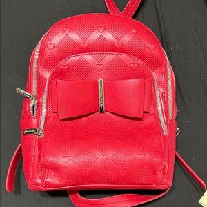 Betsey Johnson Red Heart Backpack with Bow